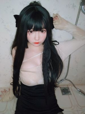 [Foto Cosplay] Bellezza bidimensionale Furukawa kagura-bagno corpo bagnato in seta nera