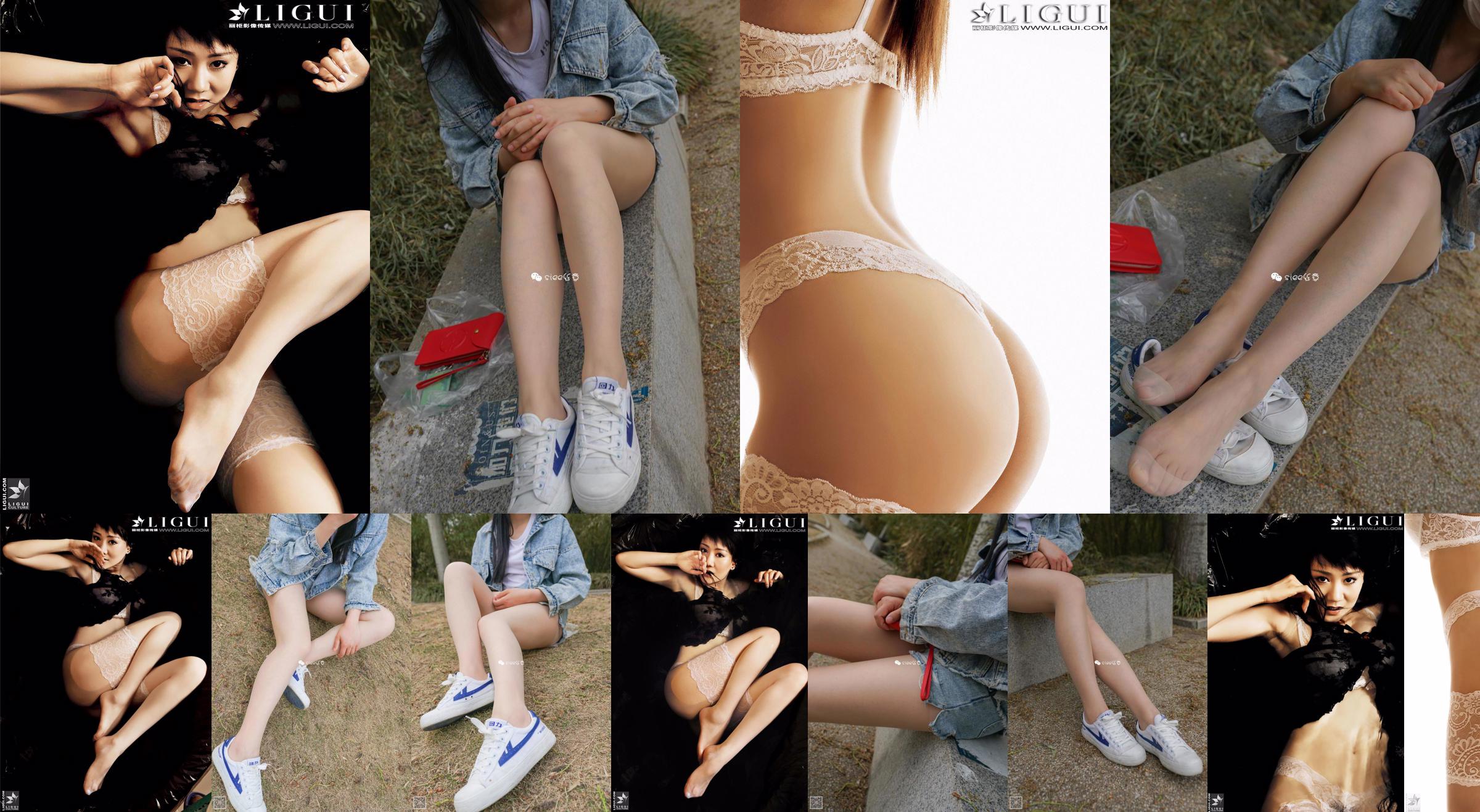 [丽柜贵足LiGui]モデル孟孟「レーススタンナー」美しい脚と絹のような足写真写真 No.170b93 ページ1