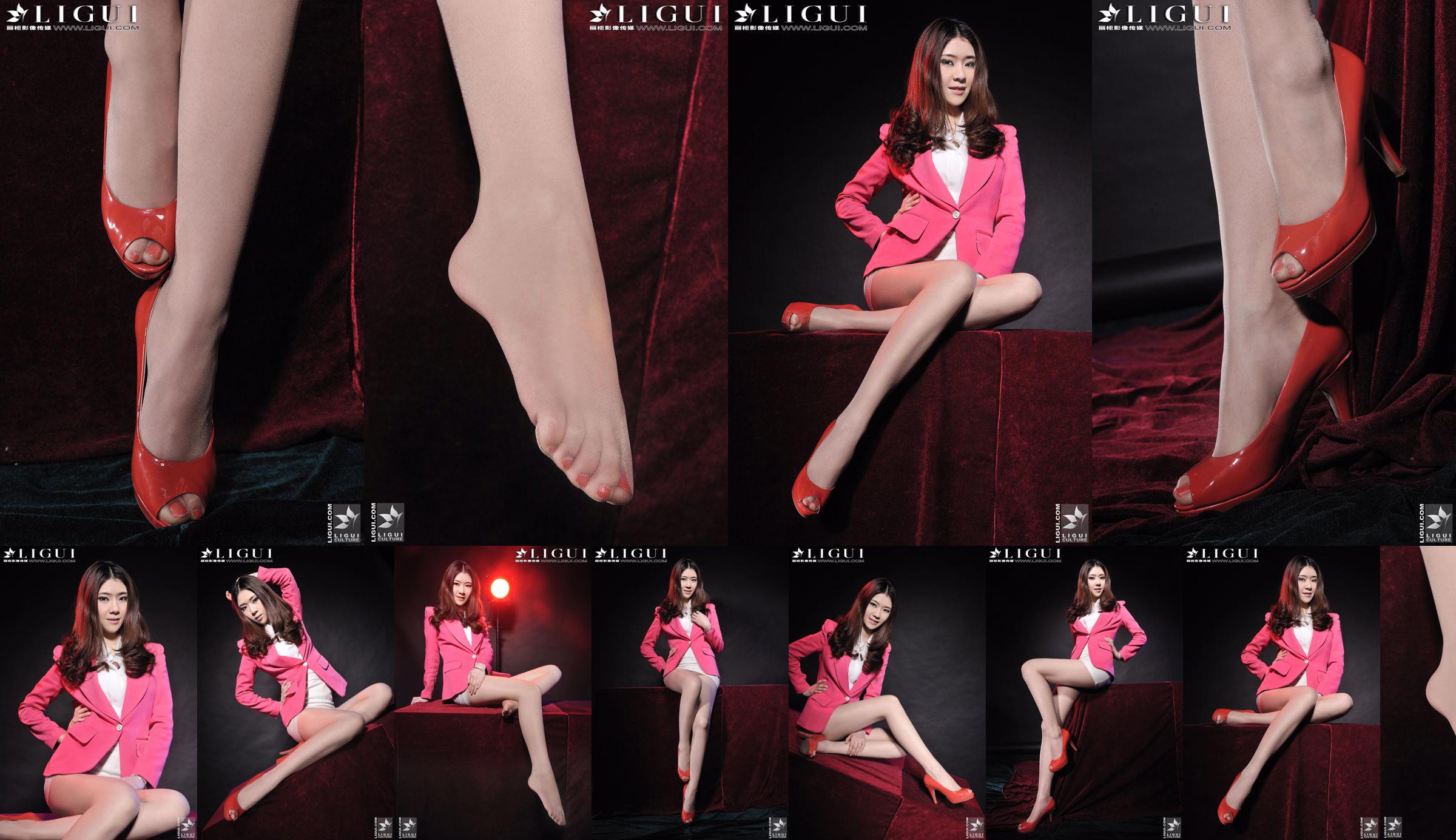 Model Chenchen "Gadis Merah Bertumit Tinggi" [丽 柜 LiGui] Gambar foto kaki dan kaki giok yang indah No.7716ef Halaman 1